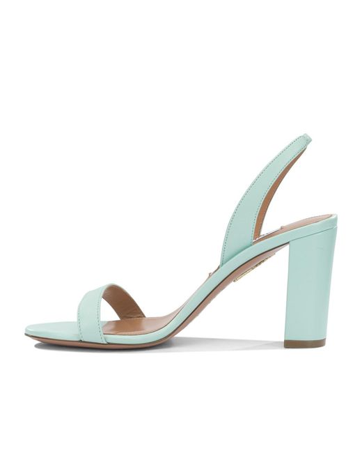 Aquazzura Metallic So Nude Block 85 Heeled Sandals