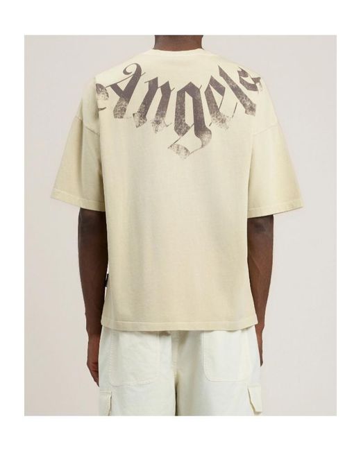 Palm Angels White Big Neck Logo Loose Fit T-Shirt for men
