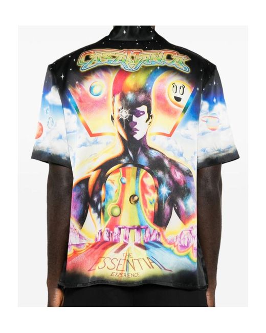 Casablanca Blue Essential Print Short-Sleeve Shirt for men