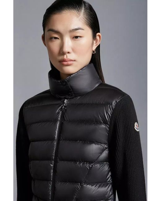 Moncler Black Padded Wool Cardigan