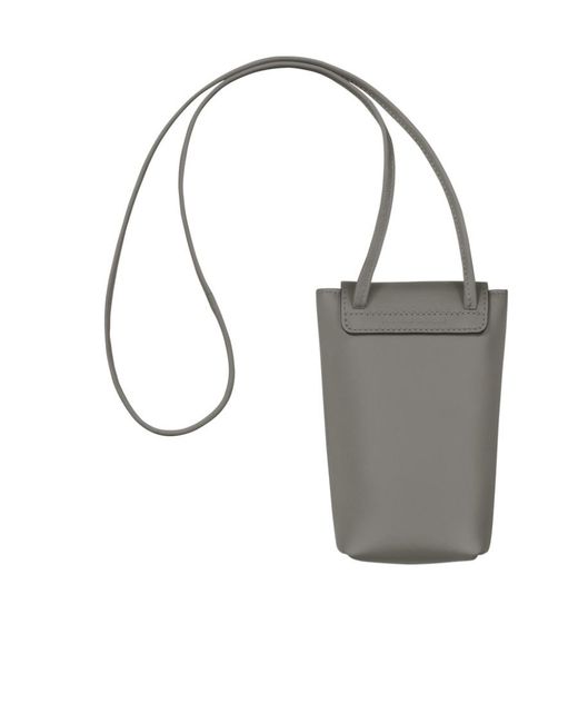 Longchamp Gray Le Pliage Leather Phone Case