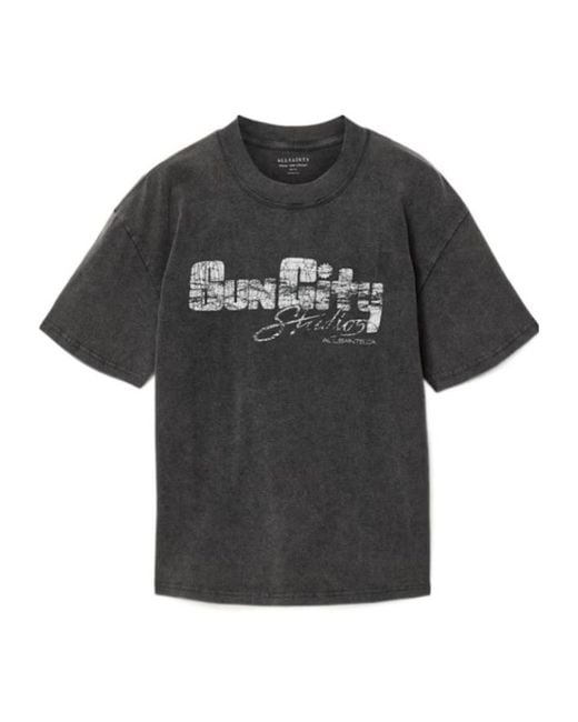 AllSaints Black Sun City Graphic-Print T-Shirt for men