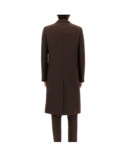 MM6 by Maison Martin Margiela Brown Buttoned Tailored Overcoat for men