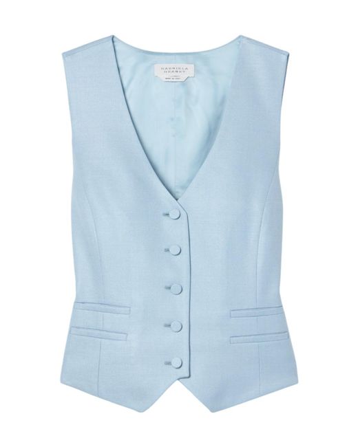 Gabriela Hearst Blue Coleridge Wool, Silk And Linen-Blend Vest