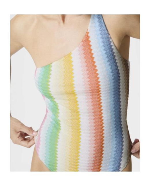 Missoni White One-Shoulder One-Piece Swimsuit With Dégradé Zigzag Pattern