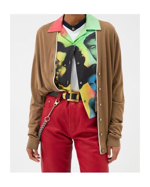 Versace Brown Logo Embroidered Button-Up Cardigan
