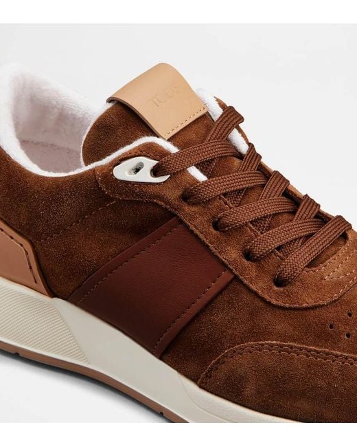 Tod's Brown Panelled Lace-Up Sneakers for men
