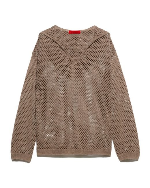 MAX&Co. Brown Knitted Mesh Hoodie