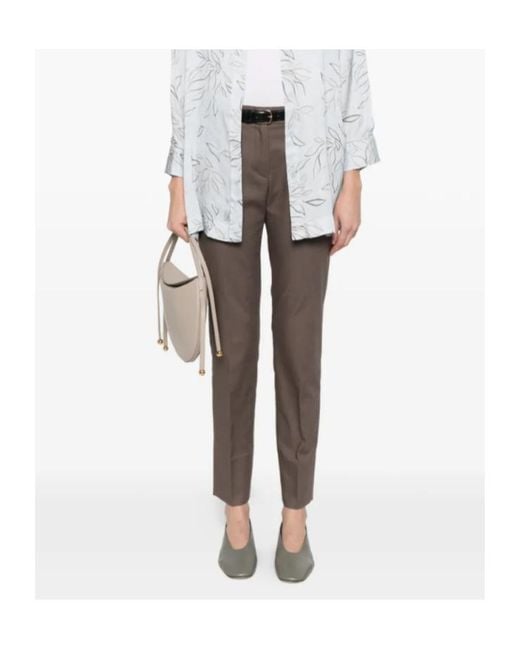 Peserico Brown High-Waist Straight-Leg Pants