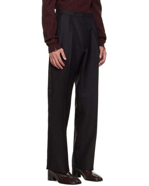 Maison Margiela Black High-Waist Pleated Trousers for men