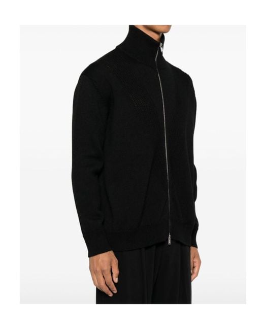 Jil Sander Black Long Sleeved Zip-Up Cardigan for men