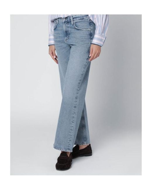 Citizens of Humanity Blue High-Rise Wide-Leg Jeans