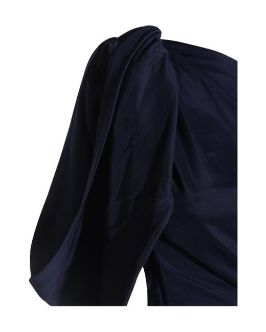 Elisabetta Franchi Blue Carpet Jersey Asymmetric Dress
