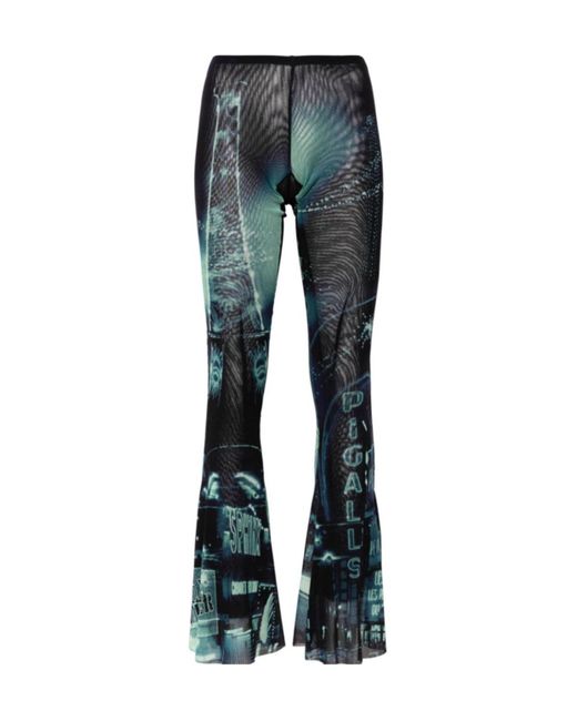 Jean Paul Gaultier Blue Pigalle-Print Flared Trousers