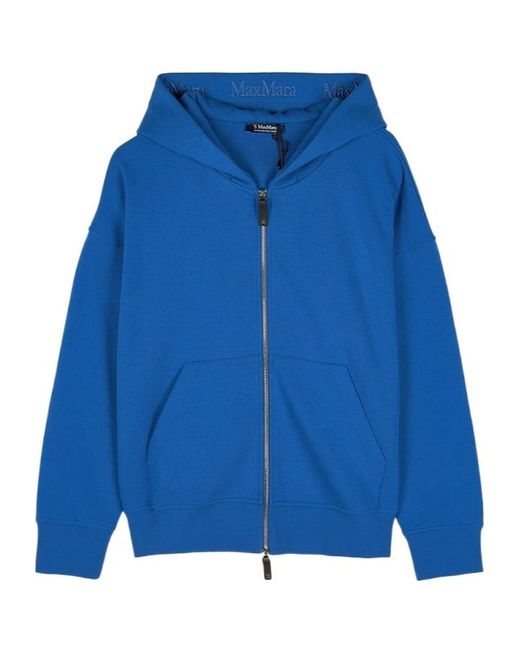 Max Mara Blue Long-Sleeved Hooded Sweatshirt
