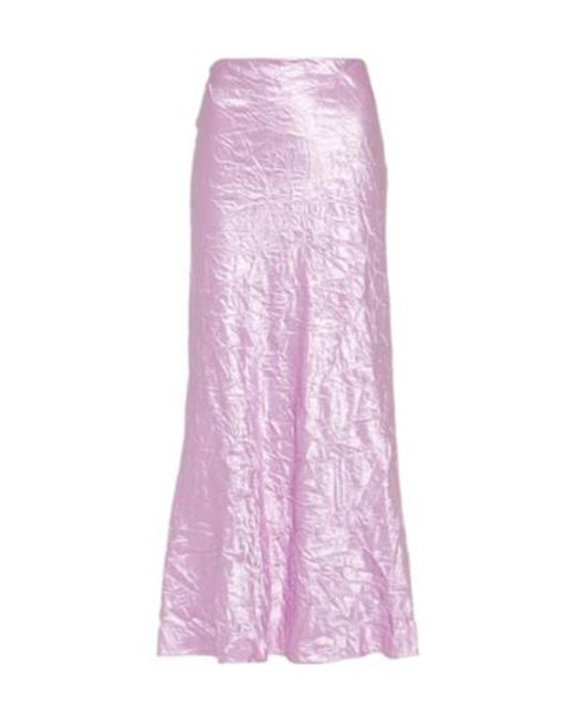 The Attico Purple Crinkled Satin Slip Skirt