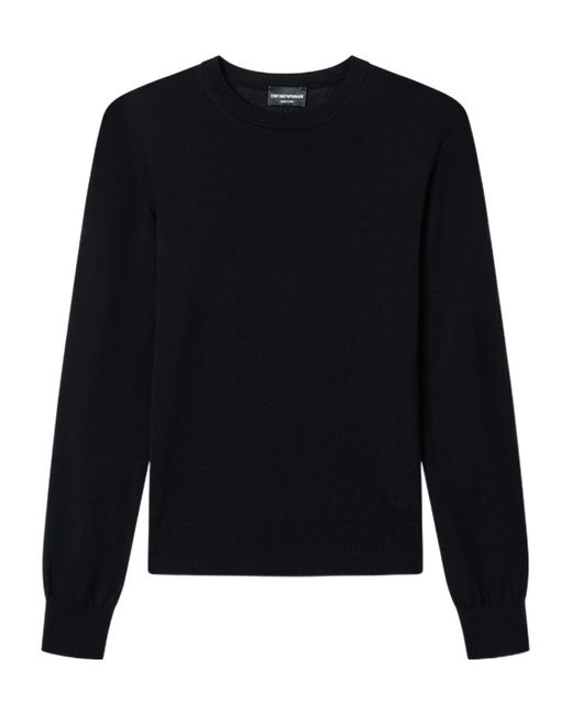 Emporio Armani Black Crew-Neck Virgin-Wool Sweater for men