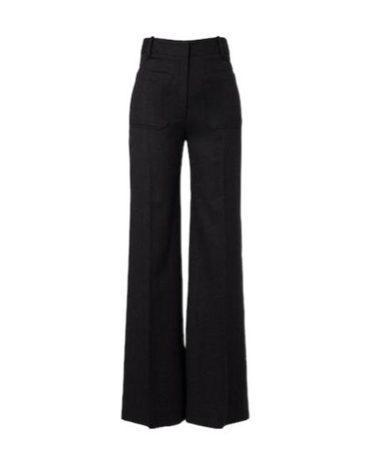 Victoria Beckham Black Virgin Wool Flared Pants
