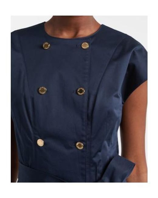 Carolina Herrera Blue Cotton-Blend Sateen Midi Dress