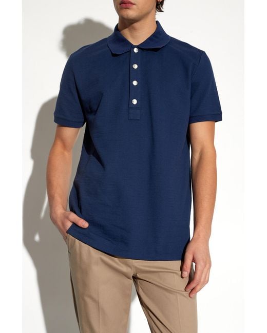 Balmain Blue Short Sleeved Polo Shirt for men