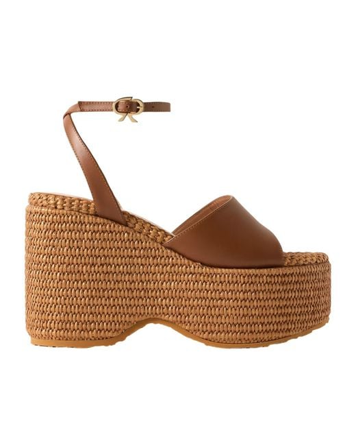 Gianvito Rossi Brown Leather Platform Wedge Sandals