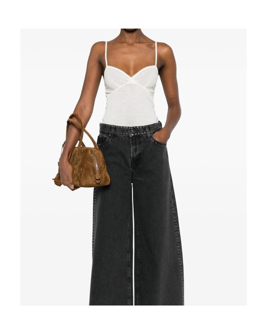 Forte_forte White Embroidered Wool Ribbed Jersey Tank Top