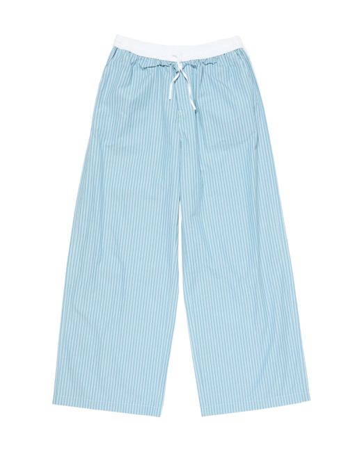 Acne Blue Striped Cotton Trousers for men