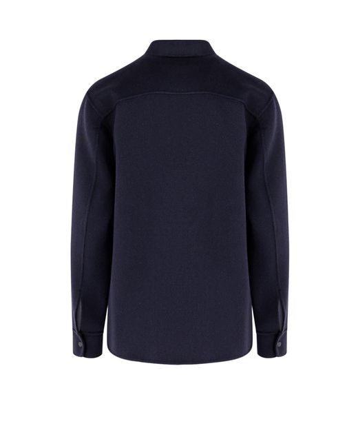 Aspesi Blue Snap-Button Overshirt Jacket for men