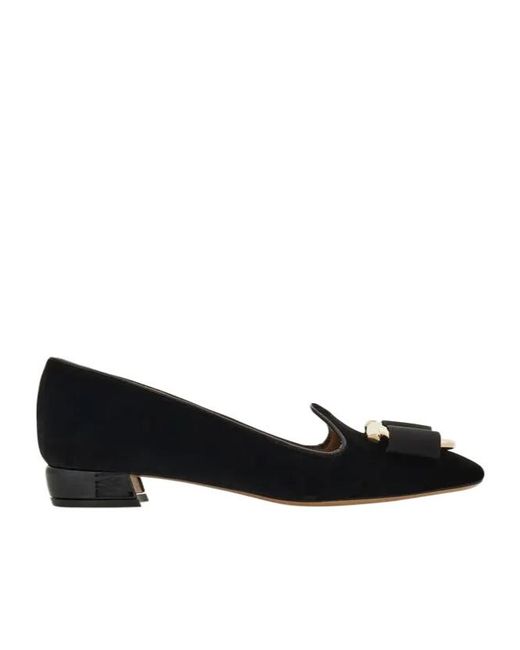 Ferragamo Black Velvet Pump With Maxi Gancini Detail