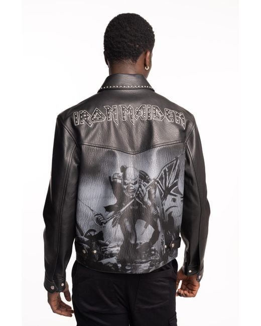 Represent Black X Iron Maiden Trooper Leather Jacket for men
