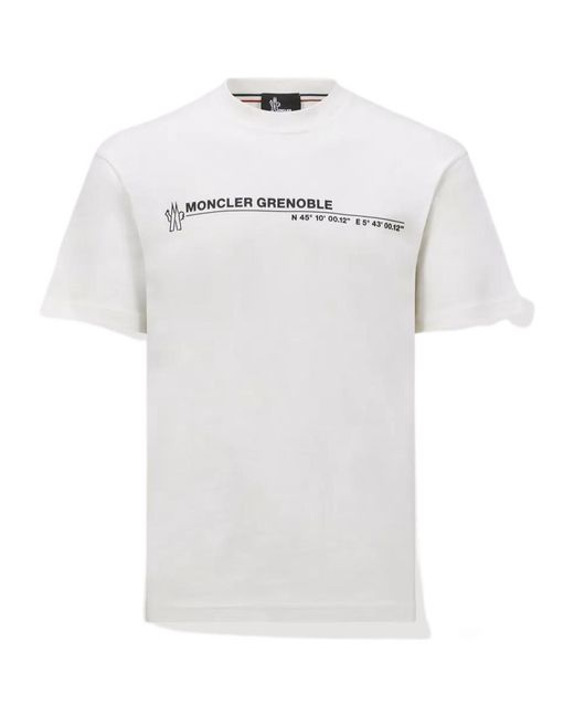 Moncler White Grenoble Regular Fit Crewneck T-Shirt for men