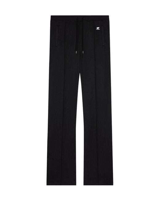 Courreges Black Courrèges Logo Embroidered Drawstring Pants for men