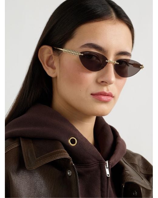 Cartier White Cat-Eye Frame Sunglasses