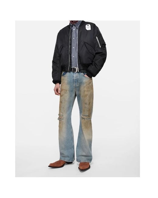 Acne Blue Nylon Bomber Jacket for men