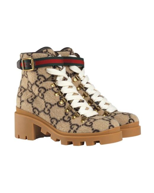 Gucci Brown Gg Wool Ankle Boot