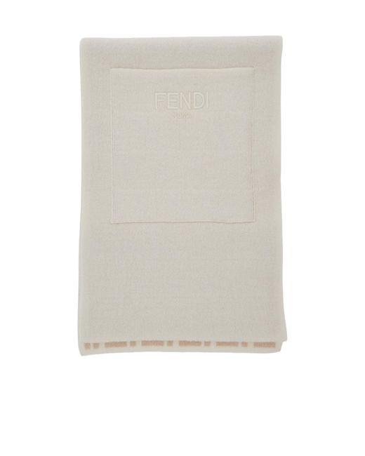 Fendi White Reversible Ff Scarf