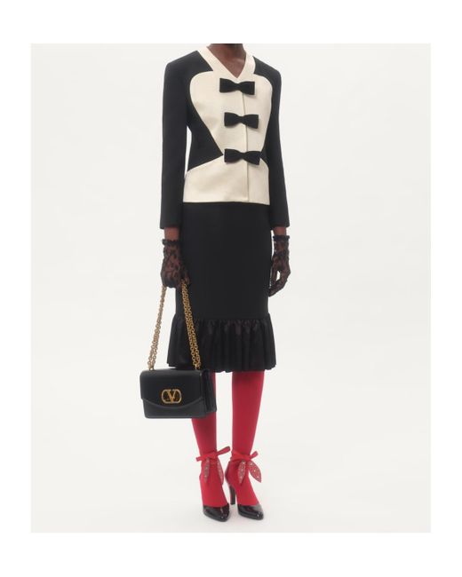 Valentino Black Bow Detailed Ruffled Hem Skirt