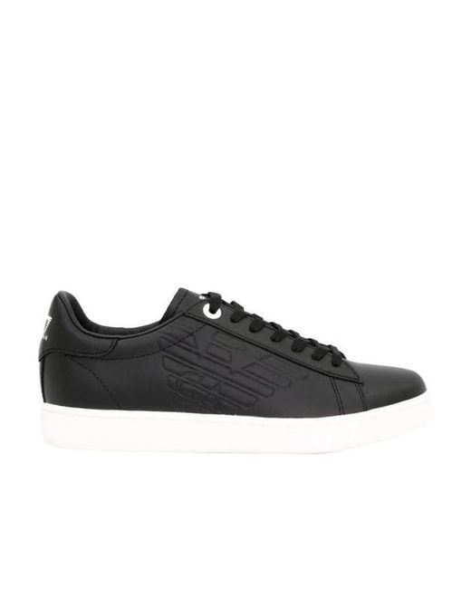 EA7 Black Logo-Laced Casual Sneakers for men