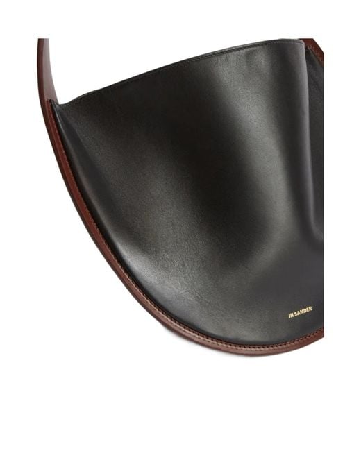 Jil Sander Black Pivot Leather Shoulder Bag