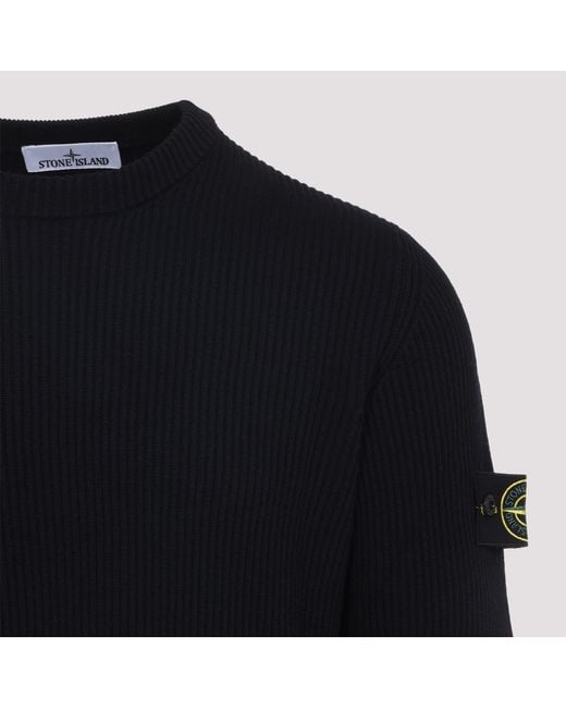 Stone Island Blue Logo Patch Crewneck Jumper for men