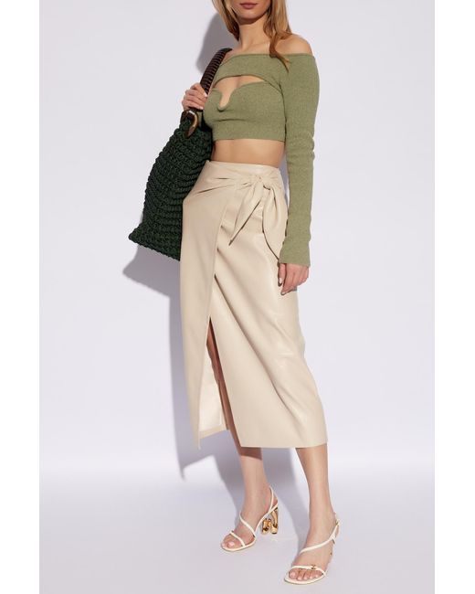 Nanushka Natural Carola Midi Leather Skirt