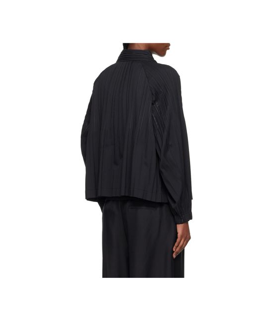 Pleats Please Issey Miyake Blue Pleats Please Issey Miyake Double-Breasted Oversized Jacket