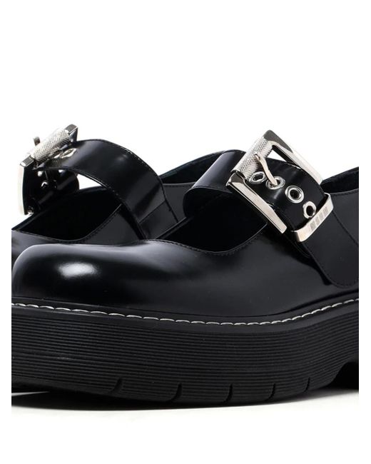 MSGM Black Buckle Platform Mary Jane Shoes