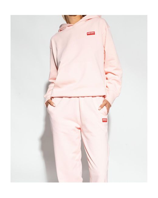 KENZO Pink Logo-Embroidered Hoodie