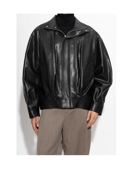 Arma Black Long-Sleeve Leather Jacket for men