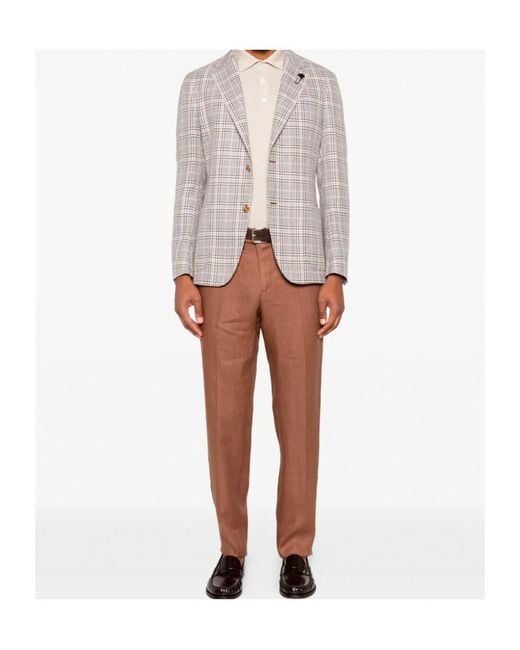 Lardini Natural Checked Single-Breasted Jacket for men