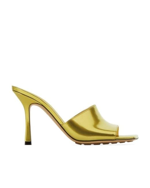 Bottega Veneta Yellow Stretch Open Toe Heeled Mules
