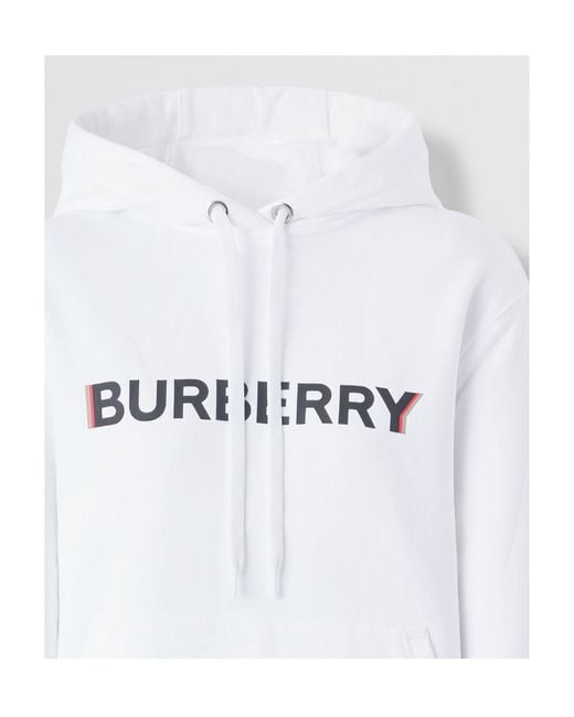 Burberry White Printed Hooded Hoodie Hoodie