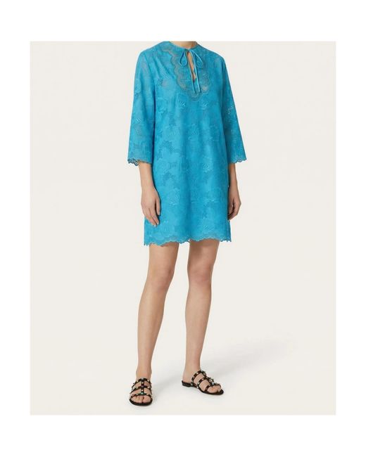 Valentino Blue Broderie Anglaise Ties Mini Dress