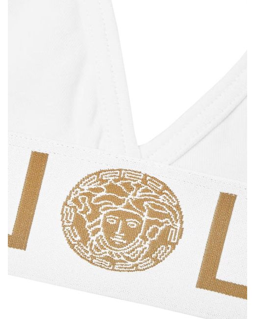 Versace White V-Neck Sports Bra